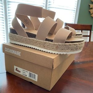 CUSHIONAIRE Women's Mandy Cork Espadrille Wedge Sandal